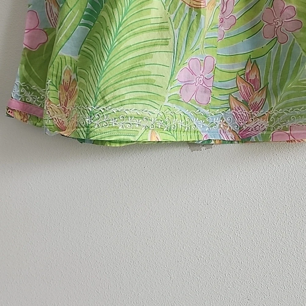 RARE Vintage Lilly Pulitzer Baby Girl Dress - Tropical Floral & Pink Trim Sz 6 M